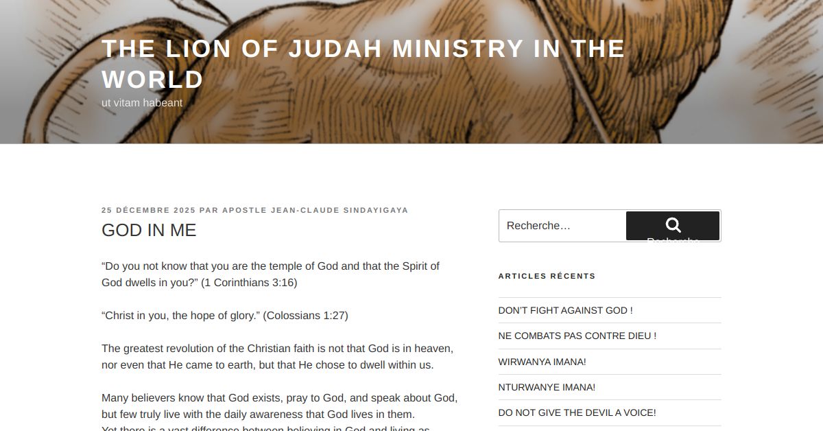God In Me GOD IN ME – THE LION OF JUDAH MINISTRY IN THE WORLD